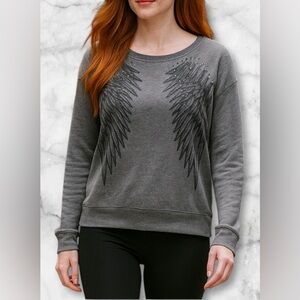 Rock & Republic Angel Wing Long Sleeved Sweatshirt Top Rhinestone Bling Size XS